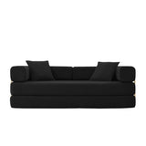 HANXIN 78 Inch Convertible Sleeper Sofa Bed, Folding Floor Mattress Couch with Fixed-Shape Frame, Futon Boneless Couch Lounge Loveseat with Pull Out Bed, No Assembly Required (Black) HANXIN