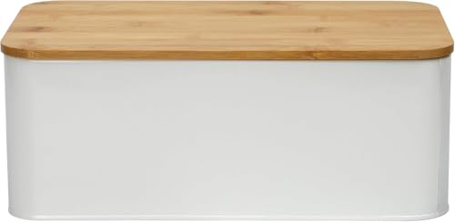 OUTSHINE White Bread Box for Kitchen Countertop, Bread Box with Cutting Board Lid, White Bread Box, Small Bread Box, Bread Bin, Bread Holder for Kitchen Counter OUTSHINE