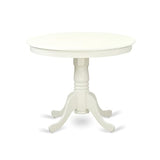 East West Furniture ANBO5-LWH-W 5 Piece Dinette Set for 4 Includes a Round Kitchen Table with Pedestal and 4 Dining Chairs, 36x36 Inch, Linen White East West Furniture
