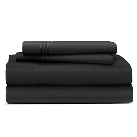 King Size Bed Sheets - Black Luxury Sheet Set - Deep Pocket - Super Soft Hotel Bedding - Cool & Wrinkle Free - 1 Fitted, 1 Flat, 2 Pillow Cases - King Sheets - 4 Piece Cosy House Collection