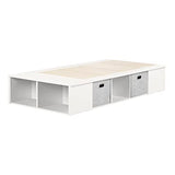 South Shore Flexible Platform Bed with baskets Pure White, Contemporary South Shore