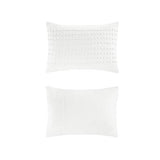 Comfort Spaces Cotton Comforter Set Jacquard Pom-Pom Tufts Design, Down Alternative, All Season Modern Bedding, Matching Shams, Twin/Twin XL, Phillips, Ivory Comfort Spaces