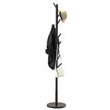 Wooden Freestanding Coat Tree with 4 Height Options and 9 Hooks, Sturdy Coat Rack Stand for Clothes/Bags/Hats,Easy Assemble Save Space for Entryway,Bedroom,Office,Narrow Place-Coffee Bamdibola