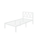Avenco 14 Inch Twin Bed Frame with Headboard, White Metal Platform Bed Frame, Twin Size Bed Frame No Box Spring Needed, Easy Assembly, Heavy Duty Slats Support Avenco