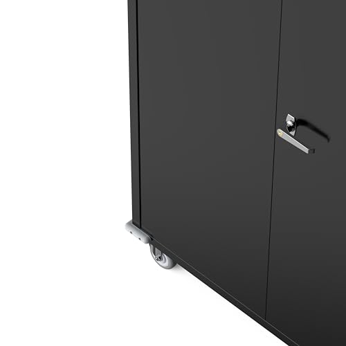 OREALLANDROL 72"x44"x22" Metal Garage Storage Cabinet with Wheels & Pegboards, Black Steel Locking Cabinet with 4 Adjustable Shelves, Rolling Tool for Garage, Basement, Home, Office OREALLANDROL