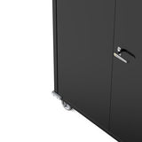 OREALLANDROL 72"x44"x22" Metal Garage Storage Cabinet with Wheels & Pegboards, Black Steel Locking Cabinet with 4 Adjustable Shelves, Rolling Tool for Garage, Basement, Home, Office OREALLANDROL