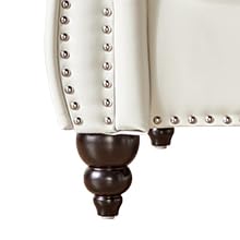 RUSTYER Chesterfield 3 Seater Sofa, Modern Leather Tufted Couch 3 Seater with Rolled Arms and Nailhead Mid-Century Upholstered Couch for Living Room, Bedroom, Apartment and Office, White RUSTYER