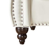 RUSTYER Chesterfield 3 Seater Sofa, Modern Leather Tufted Couch 3 Seater with Rolled Arms and Nailhead Mid-Century Upholstered Couch for Living Room, Bedroom, Apartment and Office, White RUSTYER