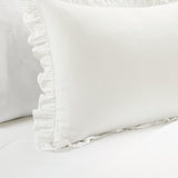 Lush Decor Reyna Ruffle Cotton Duvet Cover Set 2 Piece Set Twin XL, White - Cute Teen Bedding Set - White Duvet - Ruffled Bedding - Coquette Dorm Decor Lush Decor