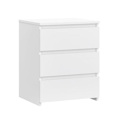 Modern Nightstand Bedside Table with 3 Drawers, End Table Sofa Side Table with Cut-Out Handle for Bedroom (1, White)
