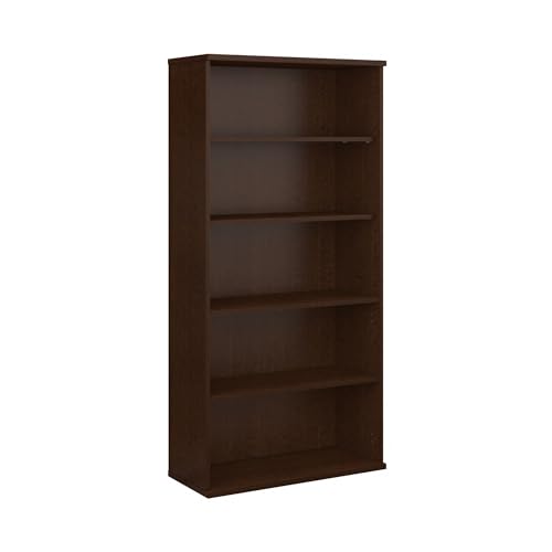 Bush Business Furniture Series C 5-Shelf Tall Bookcase in Mocha Cherry for Home and Office Storage - WoodArtSupply