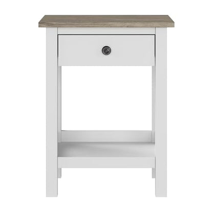 Bush Furniture Mayfield Nightstand | Storage for Living Room, Bedroom, or Home Office, Shiplap Gray/Pure White - WoodArtSupply