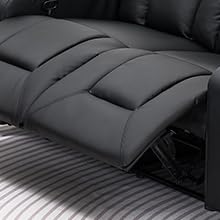 COMHOMA Leather Recliner Modern Loveseat Sofa, 2 Leather Recliner Chairs,Modern Small Sofa Couch,2 Seater PU Loveseat,Couches for Living Room with Drink Holders Living Room Chair Loveseat Sofa COMHOMA