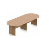 Saranya 18 Shop New Modern Walnut Finish 10 FT Conference Table Executive Racetrack Shaped Real Wood Panel Legs Boardroom Meeting Room Office 8 Mesh Back Chairs Furniture 120"L x 48"W x 29.5"H of Set WoodArtSupply