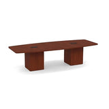 New Cherry Laminate Finish 10ft Conference Table Wood Boat Shaped Square Storage Cube Legs Doors Grommets Desk Base Meeting Room Racetrack Furniture Office Business Modern 118''L x 47-32''W x 29''H WoodArtSupply