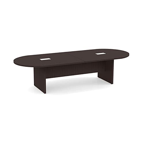 Thaweesuk Shop New Espresso Finishes 10 FT Modern Executive Racetrack Shaped Conference Room Table Panel Legs Laminate Grommets Boardroom 2 Power Data Modules White Meeting Desk Oval Hardwood Office WoodArtSupply