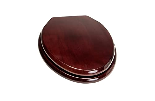 Bath Décor 5Q1E2-16OB Solid Oak Traditional Design Toilet Seat with Solid Metal Hinges, Elongated, Mahogany with Oil Rubbed Bronze Bath Décor