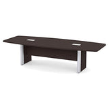 Thaweesuk Shop Espresso 10 ft Modern Boat Shaped Conference Table Hide Wires Inside Elliptical Metal Legs Desk Grommets Racetrack Silver Power Modules Business Room Boardroom Meeting Furniture Wood Generic