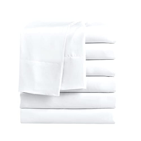 FreshCulture Twin Flat Sheets Only, Pack of 6, Soft Microfiber Bedding Sheets for Home, Salons, Hotels, Bulk Flat Sheets Only Twin Size (White) FreshCulture
