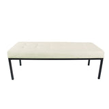 HomePop Tufted Metal Bench - Stain-Resistant Cream Woven HomePop