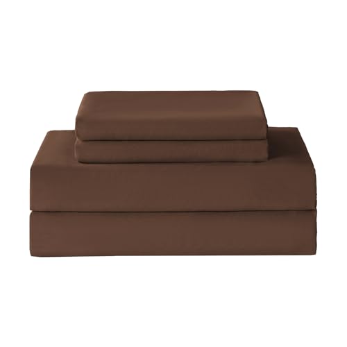 Yibeizi Twin Sheets Set, Brown Cooling Hypoallergenic Microfiber Single Bed Sheets, Soft Oeko-Tex Extra Deep Pocket Sheets & Pillowcases Wrinkle Free Bedsheets Yibeizi