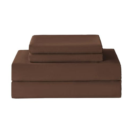 Yibeizi Twin Sheets Set, Brown Cooling Hypoallergenic Microfiber Single Bed Sheets, Soft Oeko-Tex Extra Deep Pocket Sheets & Pillowcases Wrinkle Free Bedsheets Yibeizi