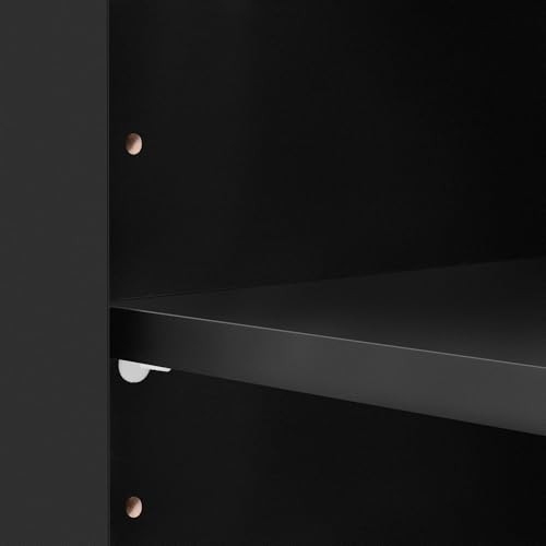 Ball & Cast Wall Unit Entertainment Center with Bookshelves for TVs up to 80",Modern TV Stand Media Center Console W/Display Cabinets,Tempered Glass Doors and Adjustable Shelves,for Living Room,Black Ball & Cast