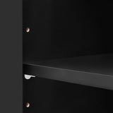 Ball & Cast Wall Unit Entertainment Center with Bookshelves for TVs up to 80",Modern TV Stand Media Center Console W/Display Cabinets,Tempered Glass Doors and Adjustable Shelves,for Living Room,Black Ball & Cast