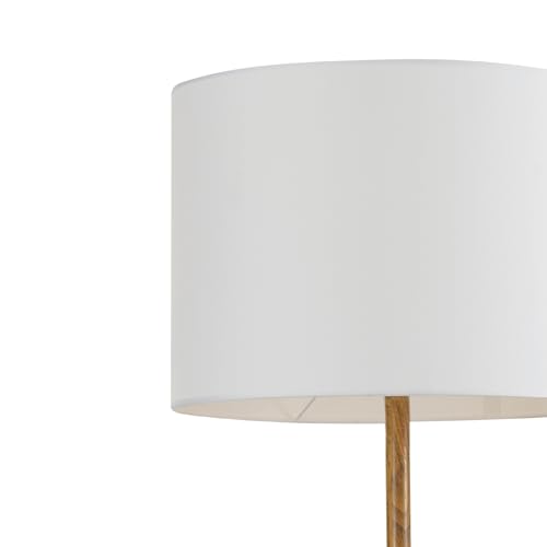 Globe Electric Novogratz x 67225 65" Floor Lamp, 2-Tone Wood Toned Base, White Fabric Shade, Socket Rotary Switch, Living Room Décor, Reading Light, Home Essentials, Bedroom, Office Accessori - WoodArtSupply