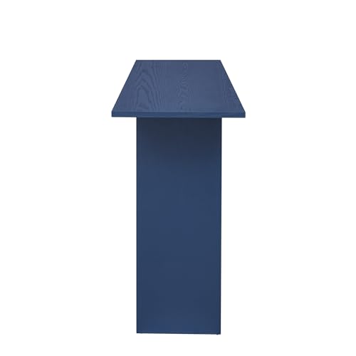 Knocbel Entryway Console Table with Curved Design and Ash Veneer, Modern Sofa End Tables with Top Bottom Shelf for Living Room Hallway, 15.7" D x 60" W x 31.5" H Navy Blue Knocbel