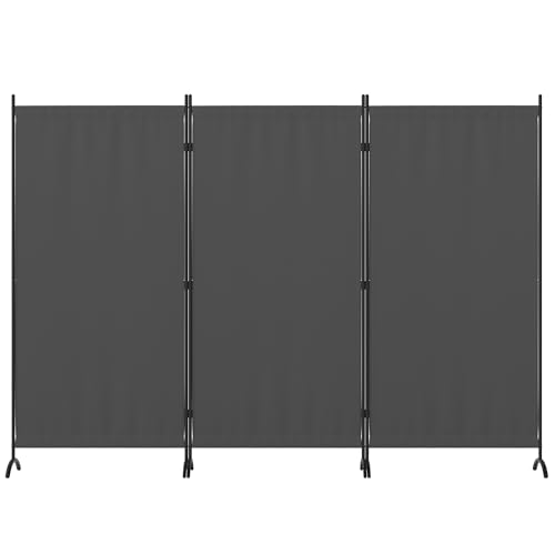 Kecreque 3 Panel Room Divider 6 Ft Folding Screen Room Dividers with 4 Curved Metal Feet Partition Wall Divider,Privacy Screens Portable Wall for Office,Bedrooms,Dining,Dorm,Grey Kecreque