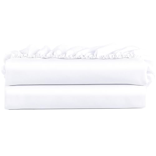 FreshCulture Twin Fitted Sheet Only 2 Pack - Hotel Quality Fitted Sheet Twin Size - Ultra Soft & Breathable - Brushed Microfiber - Deep Pocket - Cooling Fitted Sheets for Twin Size Bed (White) FreshCulture