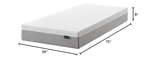ZINUS 8 Inch Green Tea Essential Memory Foam Mattress [New Version], Twin, Fiberglass Free, Medium Feel, Breathable Airflow Memory Foam, Certified Safe Foams & Fabric, Mattress in A Box ZINUS