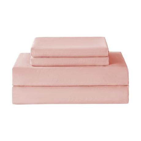 Yibeizi Twin Sheets Set, Pink Cooling Hypoallergenic Microfiber Single Bed Sheets, Soft Oeko-Tex Extra Deep Pocket Sheets & Pillowcases Wrinkle Free Bedsheets Yibeizi