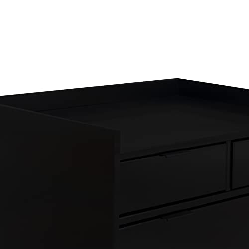 Walker Edison Blythe Mid-Century Modern Tray-Top Solid Wood 6-Drawer Dresser, 30 Inch, Black Walker Edison