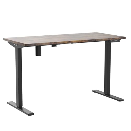 FLEXISPOT EN1 Electric Stand Up Desk 55 x 28 Inches Whole-Piece Desktop Ergonomic Memory Controller Height Adjustable Standing Desk (Black Frame + 55" Rustic Brown Desktop, 2 Packages) FLEXISPOT