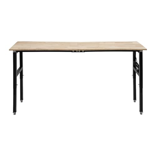 Heavy-Duty Workbench with Power Outlets, 3000lbs Load Capacity 72x20 Inch Work Table with 4 AC & 2 USB Ports, Height Adjustable Workshop Desk 31.5-39.3in Coehazelf