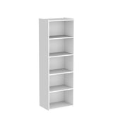 5-Tier Narrow Bookshelf – Freestanding Wood Cube Storage Shelf for Small Spaces, White SUPER DEAL