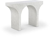 Meridian Furniture 99073White-T Pomezia Collection Art Deco Wood Frame Console Table in White Marble Finish, 45.5" W x 16" D x 31.5" H, White Meridian Furniture