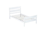 Ball & Cast Twin Bed Frame with Single Panel Headboard and Footboard,Wooden Platform Bed No Box Spring Needed,Wood Slat Support Mattress Foundation,White Ball & Cast
