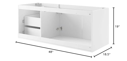 Modway Vitality 48" Double or Single Sink Compatible (Not Included) Bathroom Vanity Cabinet, 48 Inch, White Modway