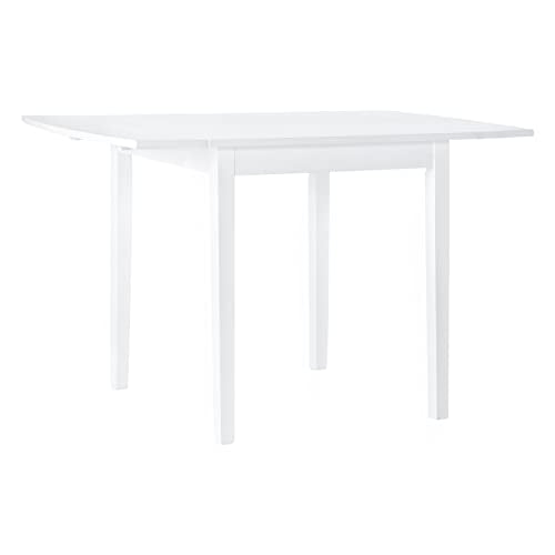 Linon White 30" Square 30" X 48" Fully Extended Torino Drop Leaf Table Linon