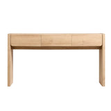 OKD 63'' Console Table with 3 Drawers, Farmhouse Entryway Table with Rounded Corners, Console Table Behind Couch for Living Room/Hallway-Natural Oak OKD