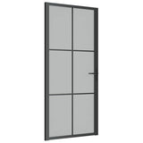Interior Door 36.6"x79.3" Black Matt Glass, Aluminum Frame, Modern Frosted Tempered Glass Panel, Privacy Room Divider for Home Office, Easy Assembly Zeehear