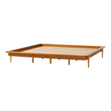 Mid Century Modern Caramel Solid Wood Platform Bed Frame with Headboard and Footboard, King Size Walker Edison