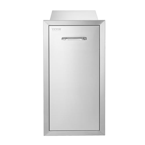 VEVOR Pull Out Trash Drawer 13.4"W x 25.7"H x 19.6"D Lower Sliding Rails Stainless Steel Roll Out Trash Bin Pull Out Tray Outdoor Kitchen Trash Drawer with Handle for BBQ Island Grill Station VEVOR