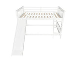 DNYN Twin Over Twin Bunk Bed with Slide for Kids Bedroom,Solid Wood Floor Bunkbeds for Boys and Girls,Easy Assembly & No Box Spring Needed & Space Saving Design, White DNYN