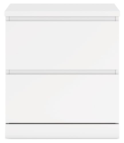 Signature Design by Ashley Onita Contemporary 2 Drawer Nightstand, 21.75" Tall, White Signature Design by Ashley