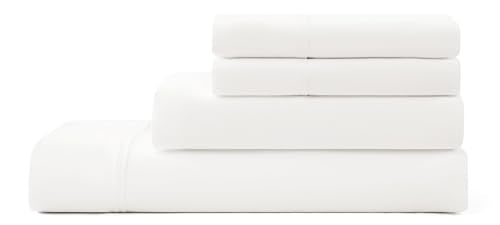UGG Hedi Queen Sheet Set 4-Piece Luxury Cooling Sheets Deep Pockets Premium Bedding with 2 Pillow Shams Hypoallergenic Machine Washable Soft Lightweight Bed Set for Bedroom, Queen, White