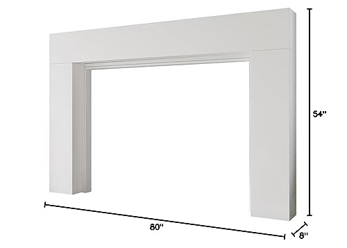 Modern Ember Sabine Wood Fireplace Mantel Surround Kit, White 56" x 42" Opening | 80" x 54" Overall | Minimal Modern Aesthetic; Includes Wooden Mantel Surround & Shelf Modern Ember